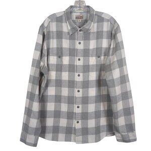 J.Crew Midweight Flannel Shirt Mens XL Gray White Plaid Classic Cotton BJ498